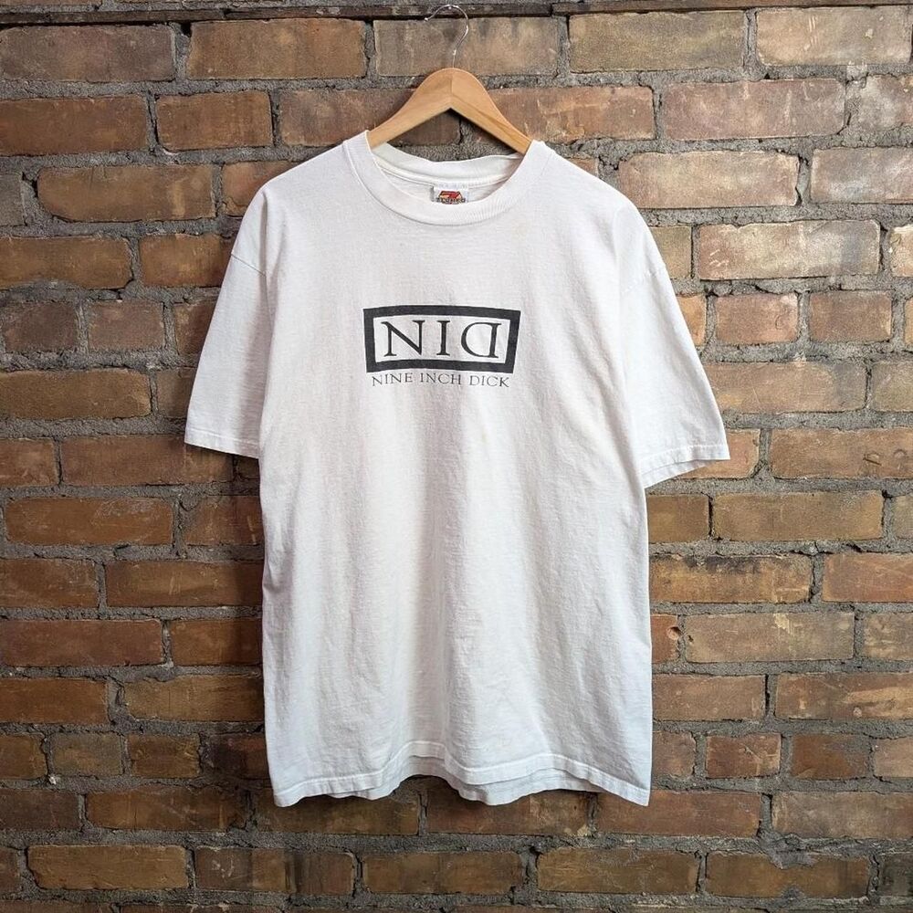 Vintage Nine Inch Nails NID Parody Tshirt NSFW Punk White Zedhed XL